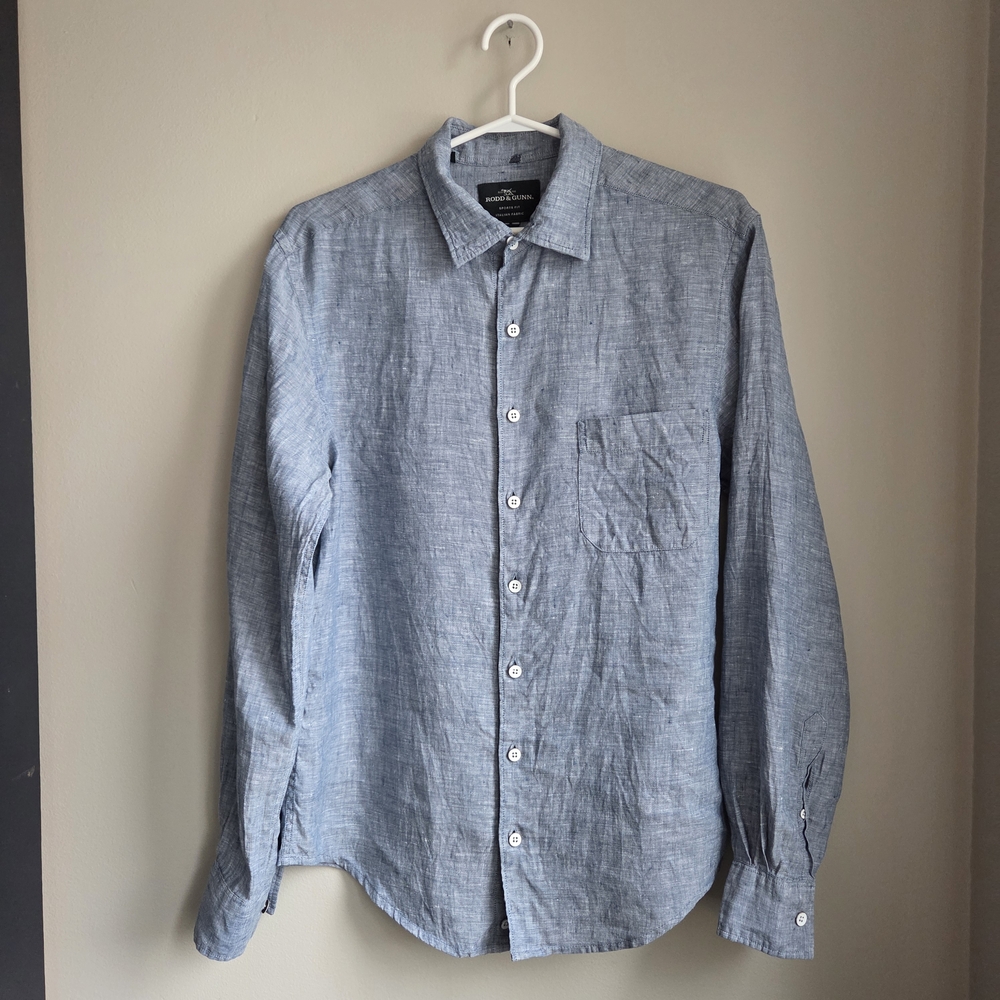 Rodd & Gunn Linen EUC Button-Down Denim Blue Coromandel Sport Fit Shirt S